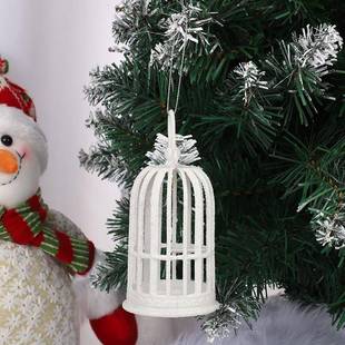 圣诞树装饰品麋鹿天使翅膀创意鸟笼镂空五角星白色跨境