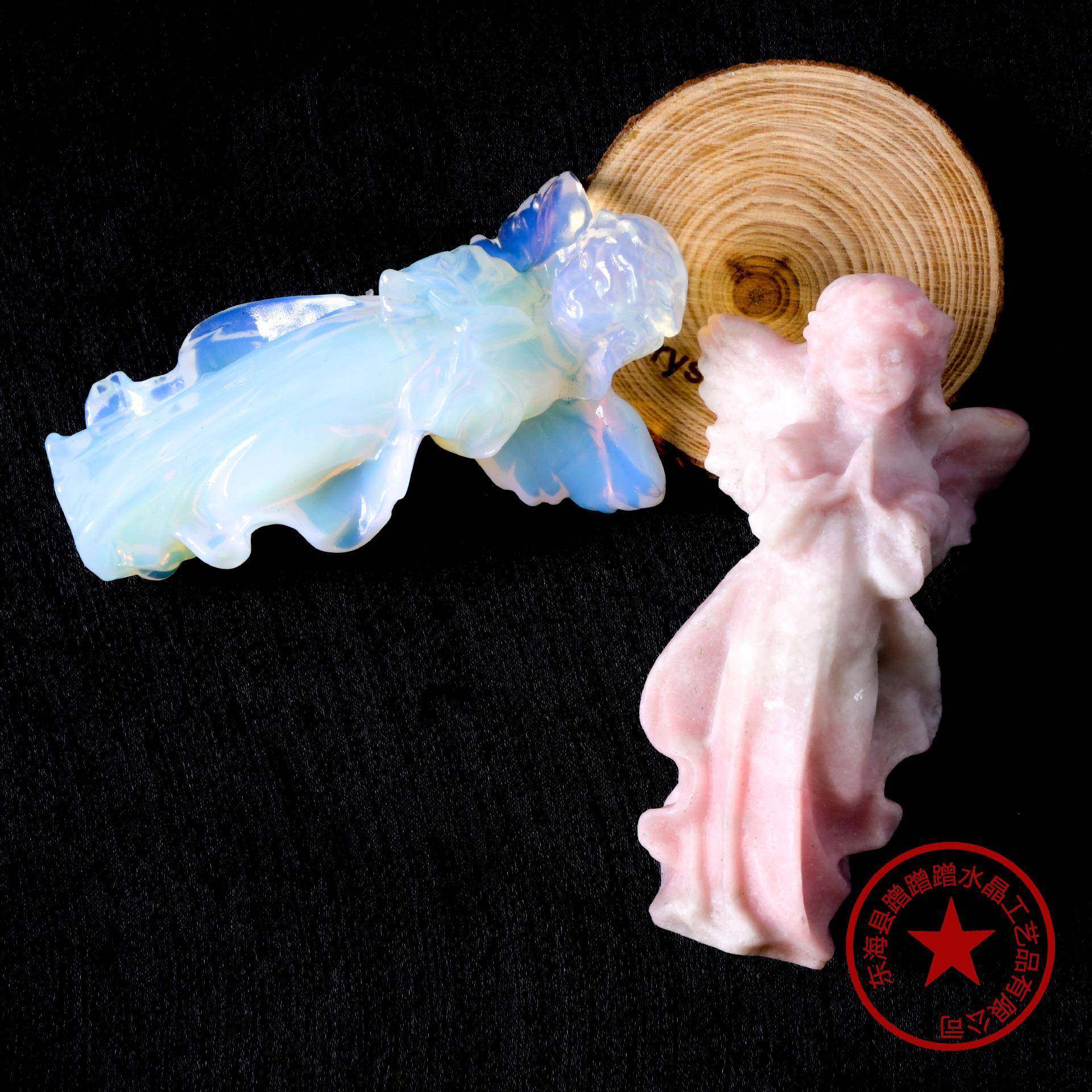 天然水晶粉澳宝天使雕刻件原石打磨水晶工艺品办公桌面女神像摆件,饰品/流行首饰/时尚饰品新,摆件,淘宝优惠券,粉丝福利购,淘宝优惠卷