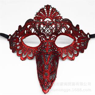 新款长鼻子蕾丝眼罩化装舞会派对面具圣诞元旦节日用品