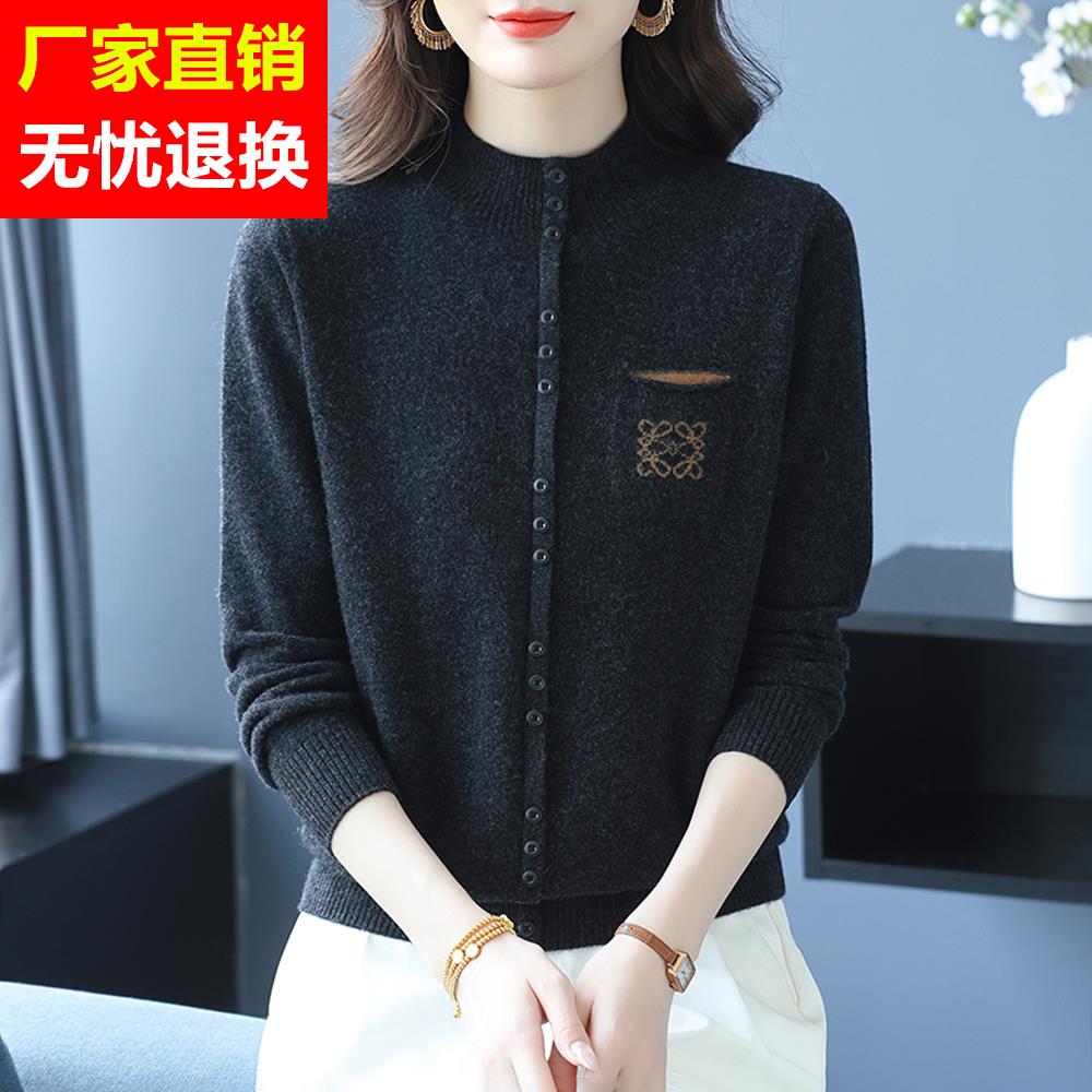 高端时尚新品100%纯羊绒女半高领毛衣套头宽松上衣秋冬羊毛打底衫