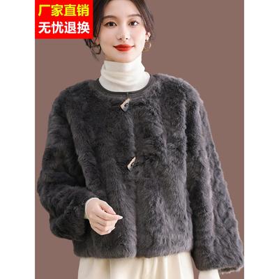 小香风羊羔毛皮草外套冬2025新款皮毛一体大衣女短款爆款羊剪绒