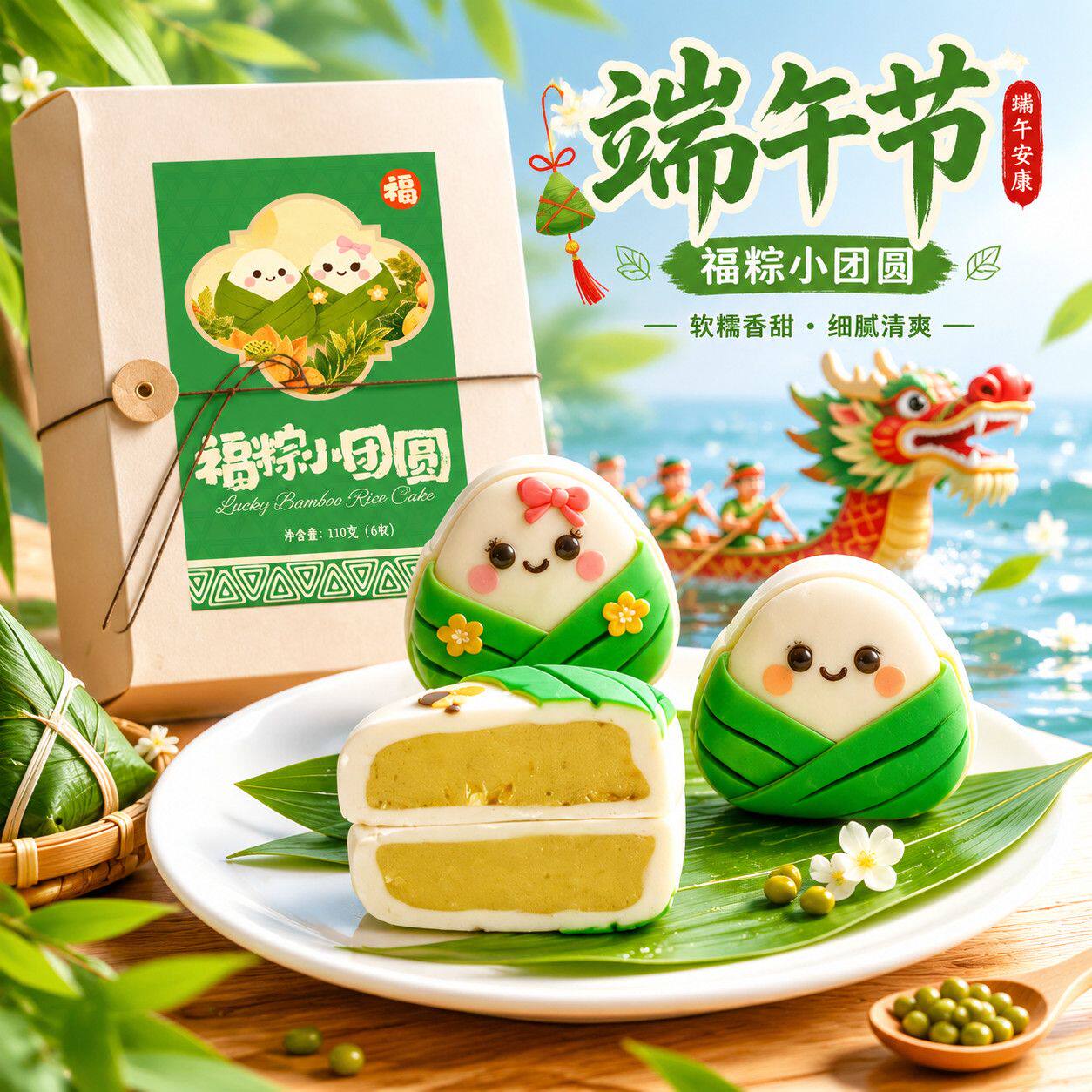 端午粽子造型绿豆糕端午节礼盒