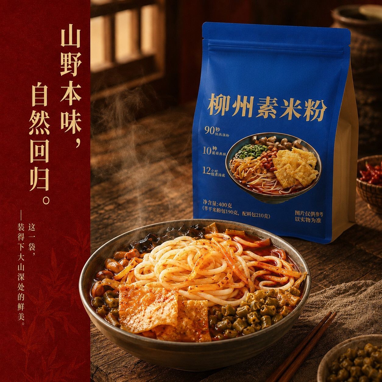 纯素螺蛳粉米线素食冲泡速食袋装
