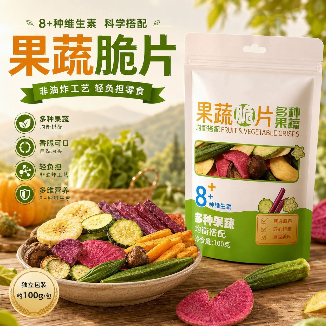 果蔬脆片500g水果脆综合蔬菜干果蔬混合袋装蔬果营养儿童休闲零食