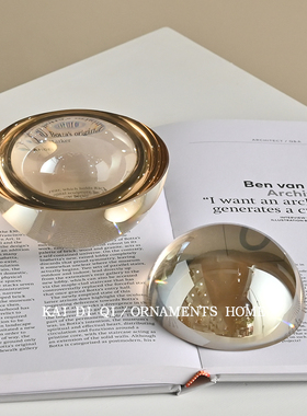 样板间茶几轻奢风水晶半圆球摆件