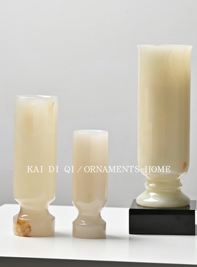 新品古典阿富汗玉石花瓶客厅茶几岛台玄关装饰插花瓶简约玉石花瓶