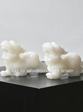 新中式精品貔貅玉石摆件办公室茶台书柜装饰工艺品玄关桌招财摆件