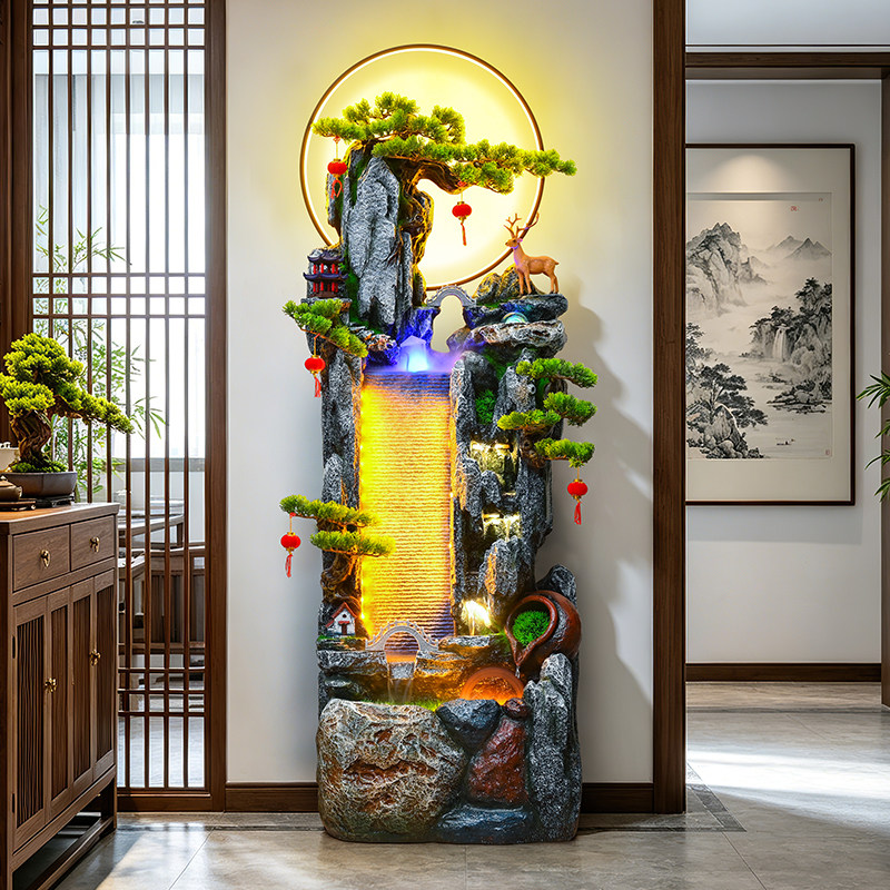 酒店公司大厅生财流水摆件公司前台循环加湿招财风水轮景观装饰物图片