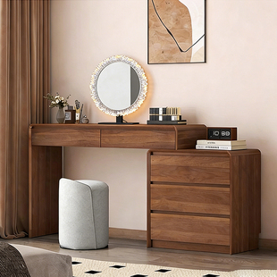 中古风梳妆台实木转角斗柜一体收纳柜卧室简约床尾柜新款化妆桌子