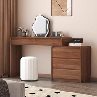 中古风梳妆台实木转角斗柜一体收纳柜卧室简约床尾柜新款化妆桌子