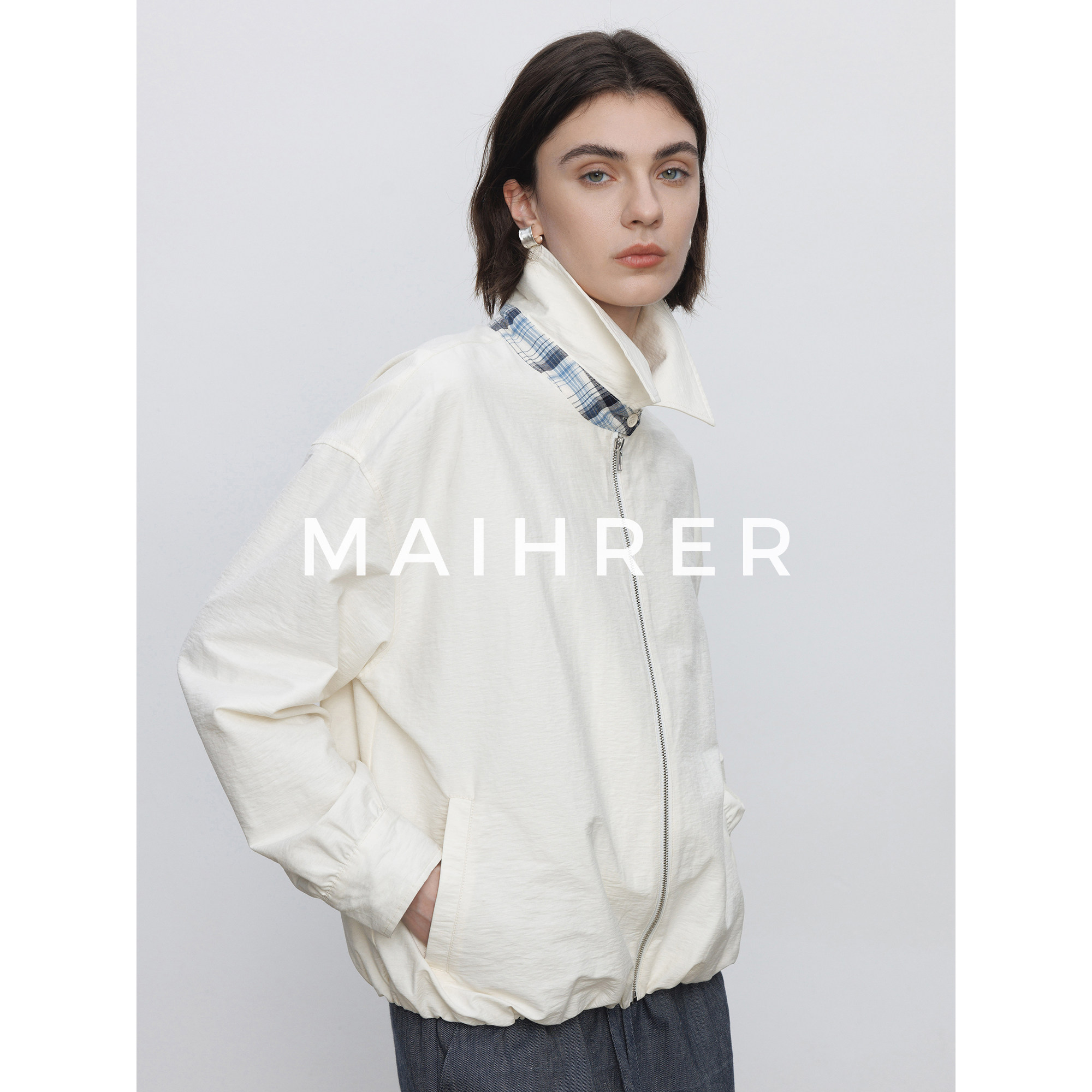 CHICJRE/复古翻领夹克女2026春季新款设计感小众拉链气质上衣外套