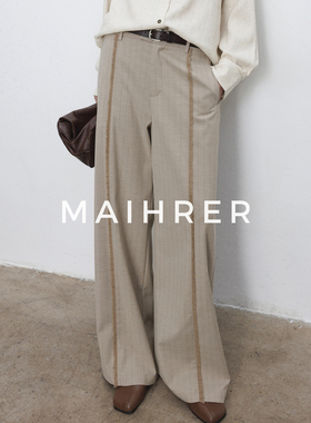 CHICJRE/老钱风竖条纹西裤女2026春季新款复古设计感直筒阔腿裤子