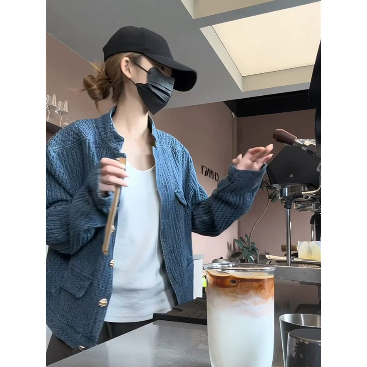 小个子美式复古牛仔立领夹克女