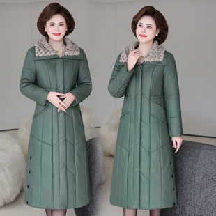 海宁真皮皮衣女长款驼绒棉服冬季新款妈妈绵羊皮加厚保暖棉衣外套