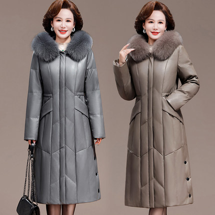 海宁真皮羽绒服女绵羊皮皮衣2025年冬季新款狐狸毛领加厚皮草外套