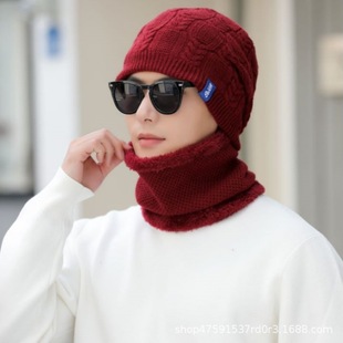 帽子男士秋冬季新款加绒加厚针织帽潮冬天骑车保暖户外围脖