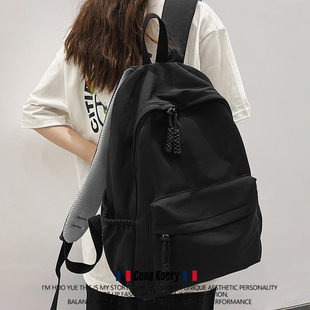 法国书包大学生简约黑色大容量初中生高中生2026新款背包女双肩包