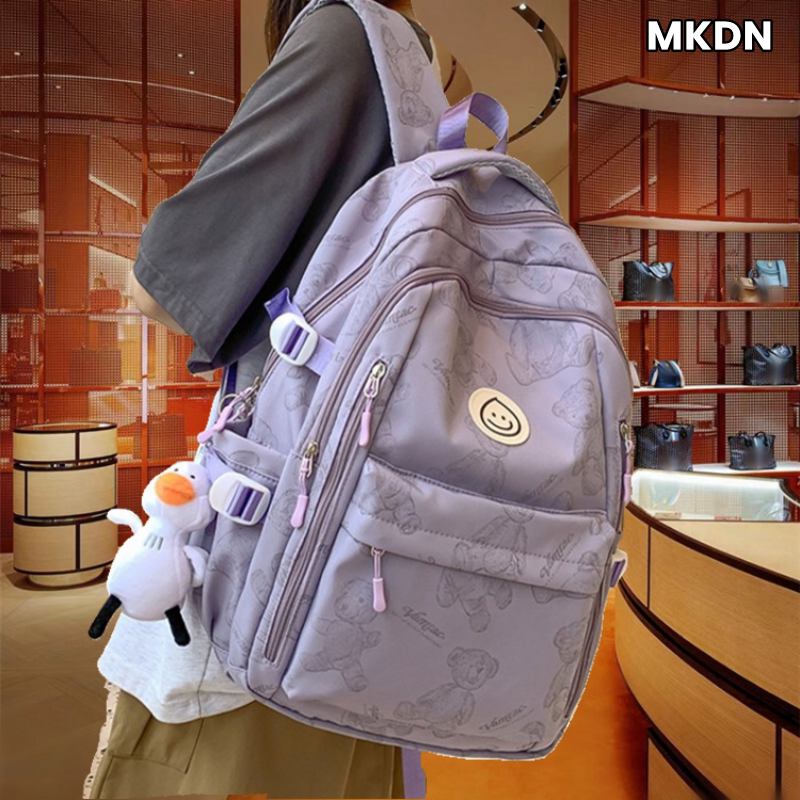 法国MKDN⭐新款初中生书包女减负护脊高中生双肩包轻便小学生书包