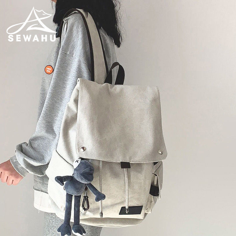 大容量双肩包男女学生高中简约书包旅行轻便2026新款帆布电脑背包