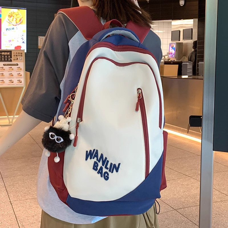 香港正品帆布书包女生ins初中生高颜值高中生大容量旅游双肩包潮