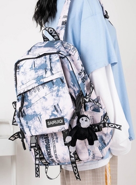 法国Colorin Kite校园小众书包男涂鸦韩版背包女原宿双肩包电脑包