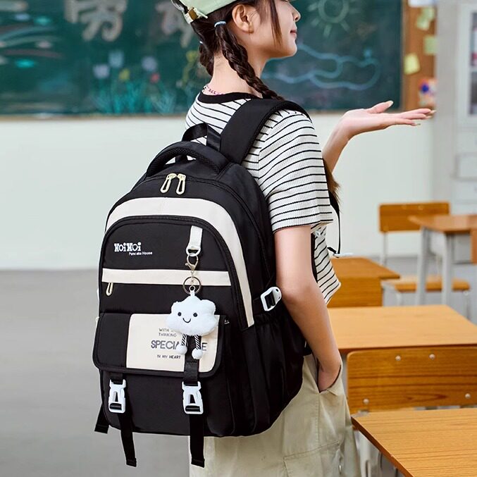 新款减负护脊超大容量书包女生高中中学生初中生小学生轻便双肩包