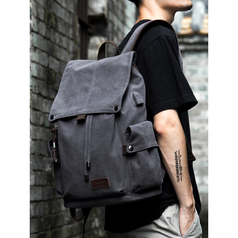 日本双肩包男士背包帆布包休闲电脑包大容量通勤旅行包大学生书包