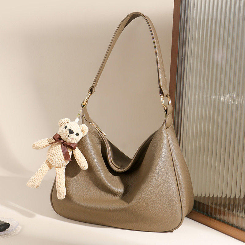 香港慵懒风月牙儿 头层牛皮腋下包2026新款 真皮女包百搭单肩斜跨