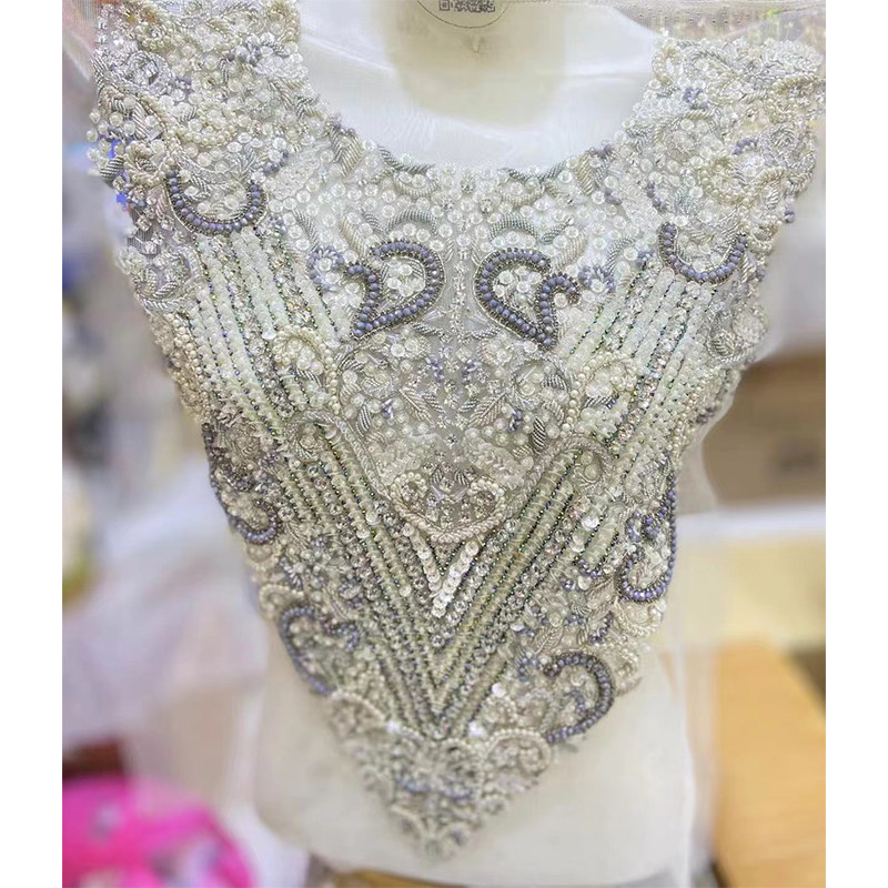 高级定制进口印度丝花卉钉珠饰品服装饰婚纱礼服设计师面辅料0671