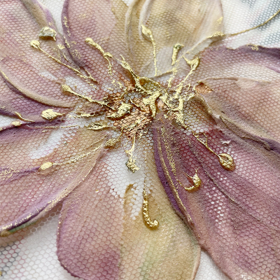 意大利Ruffo coli薄纱手绘彩绘花大牌布料奢侈品面辅料高定时装