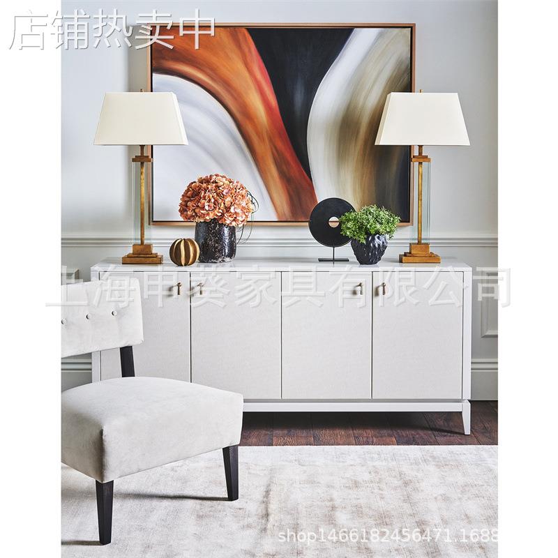 美式乡村实木轻奢布艺沙发椅客厅会客靠背单人沙发酒店别墅样板房