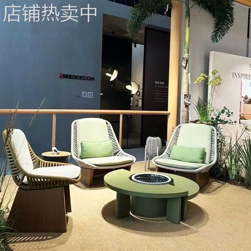 户外沙发藤编庭院家具防水民宿样板房酒店别墅阳台休闲设计师组合