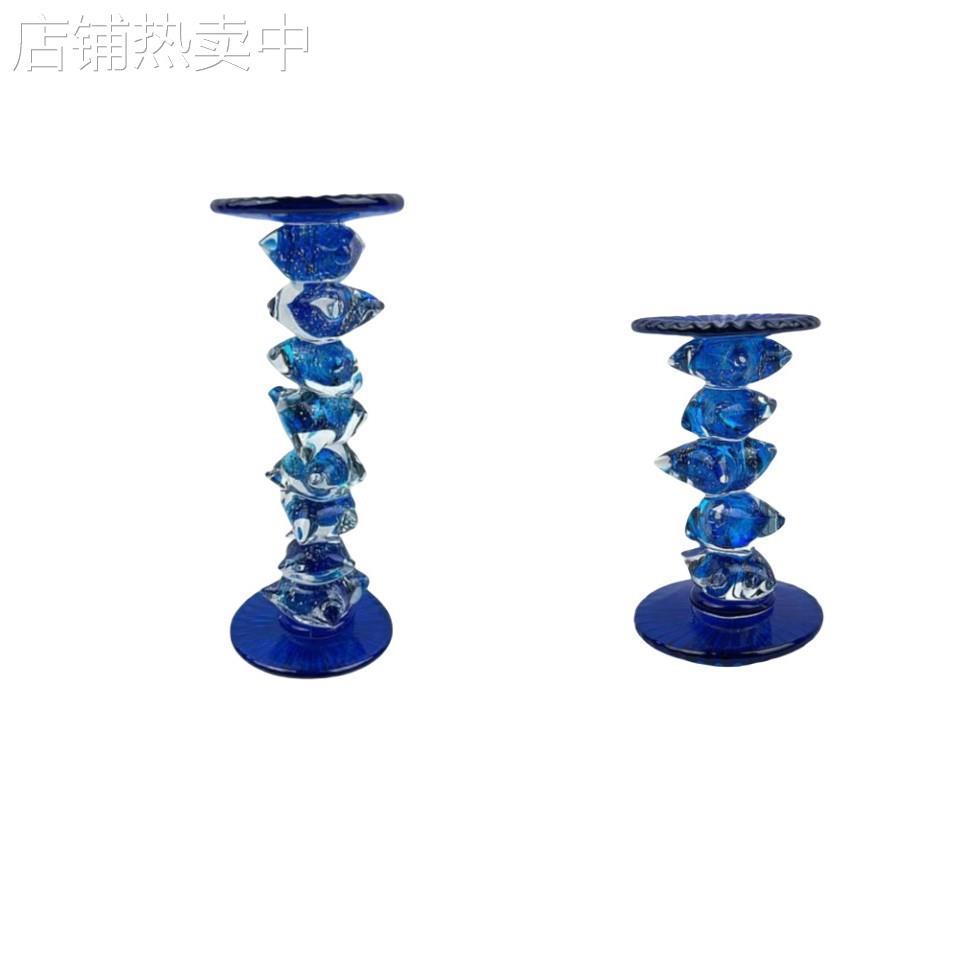 现代简约创意蓝水晶绿水晶烛台样板房餐桌茶几电视柜软装饰品