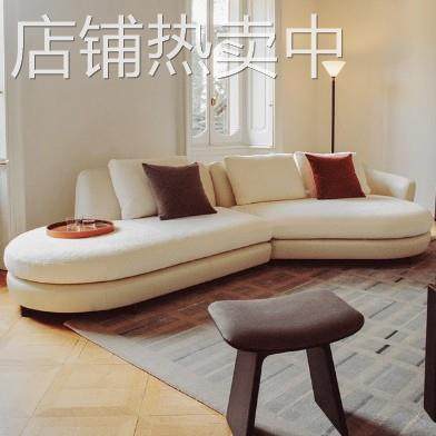 法式弧形布艺沙发组合客厅奶油风时尚大户型设计师双贵妃直排沙发