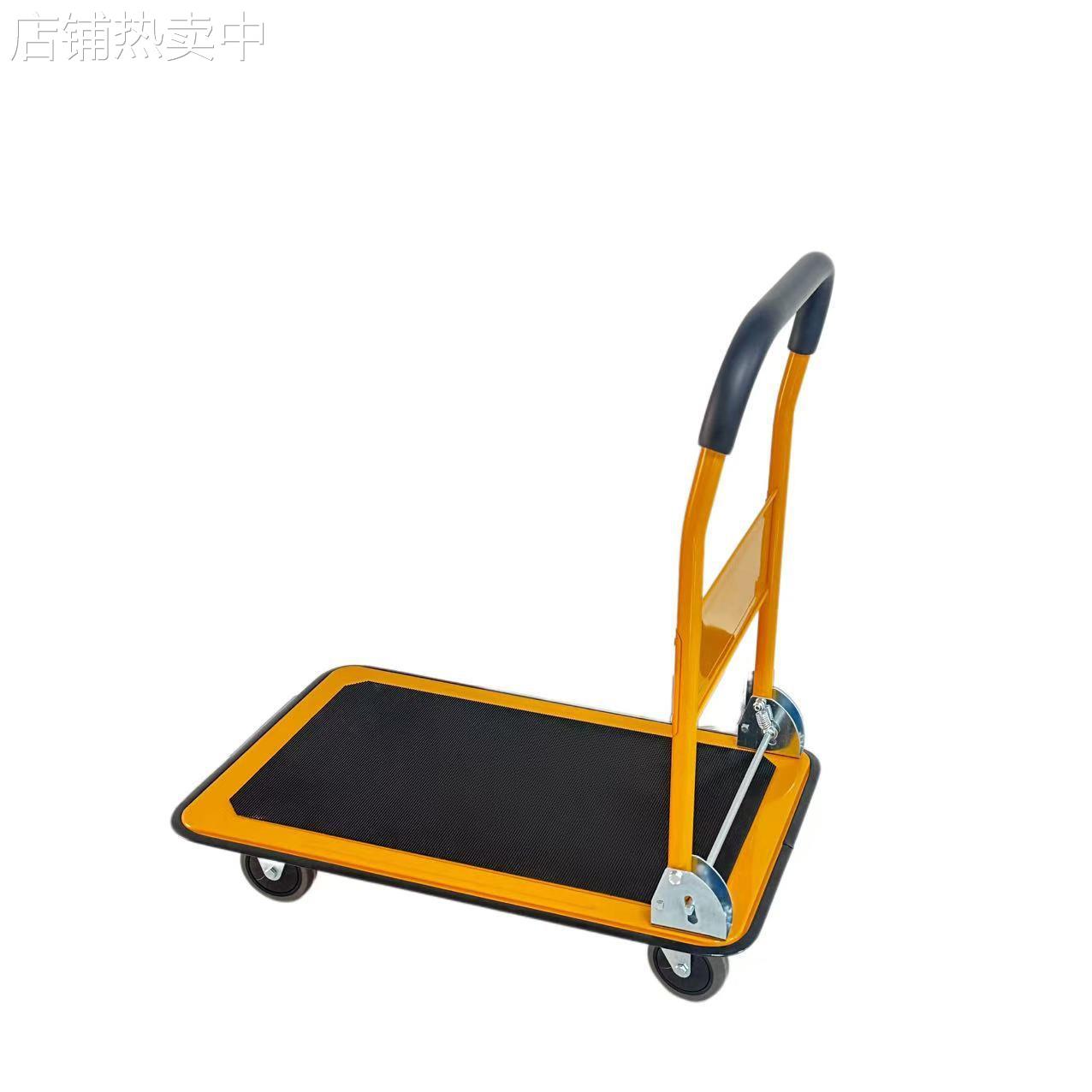 静音推车仓库平板车小拖车手推车拉货折叠搬运车手拉四轮钢板车