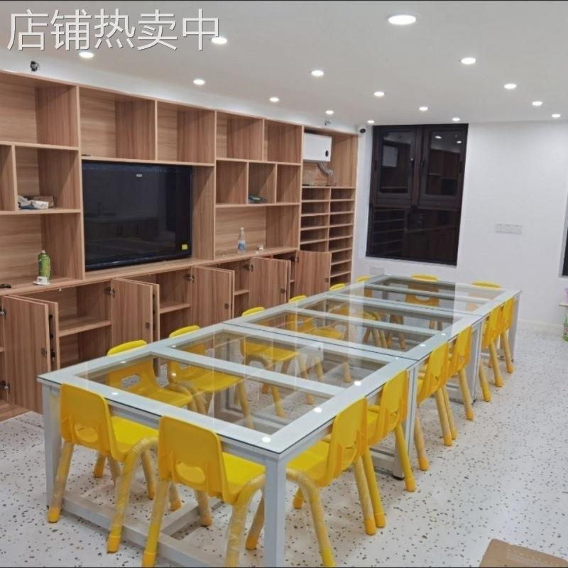 学生美术学习桌绘画桌培训桌手工书法桌儿童学习桌幼儿园画玻璃桌