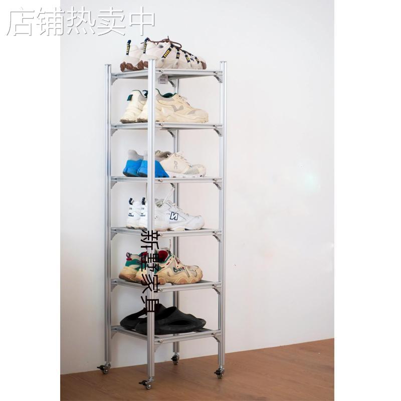 鞋店鞋架展示架落地式铝型材架子创意服装店中岛多层置物架包包架