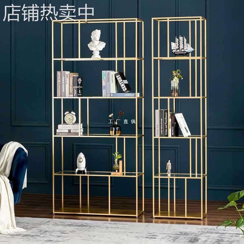 ft北欧简约置物架落地金属书架办公室轻奢铁艺隔断墙角落收纳柜定