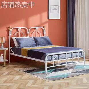 欧式双人床加厚加固家用卧室铁艺床1米8公主床网红金属高尾铁架床