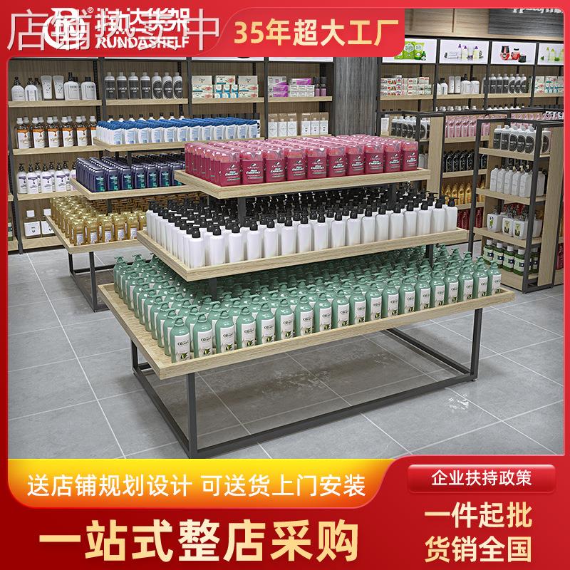 超市促销堆头展示架陈列架钢木货架牛奶粮油日化洗护堆头架零食架