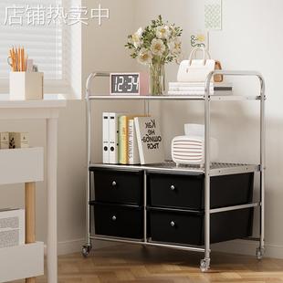 移动收纳车置物柜抽屉抽拉式 储物柜化妆品杂物收纳小推车轻奢风格