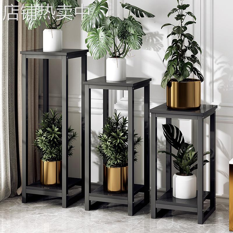 双层铁艺花架室内客厅绿萝花架阳台多肉吊兰落地花盆置物架