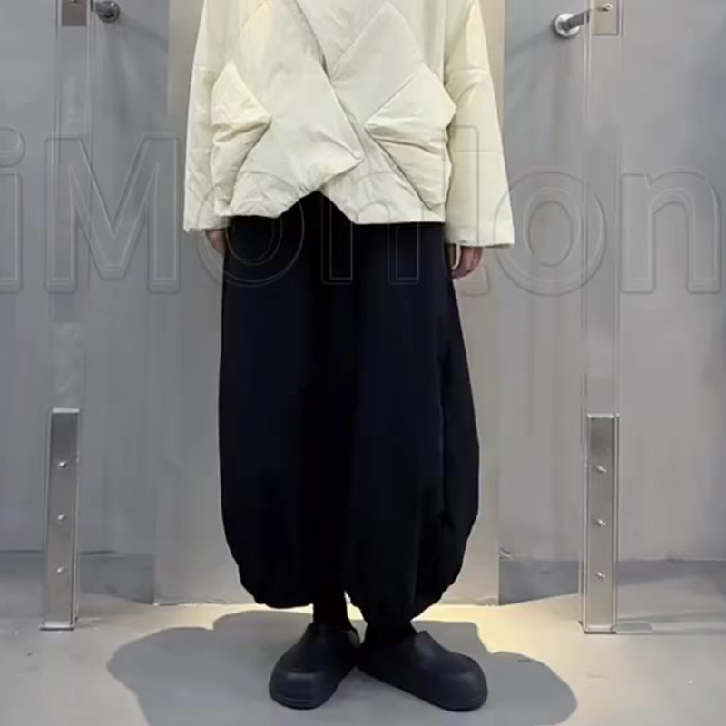 欧货高端定制黑色毛呢大码阔腿裤