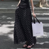 欧货高端定制黑色雪纺波点大码 半身裙女2026春夏新款 轻熟大摆裙子