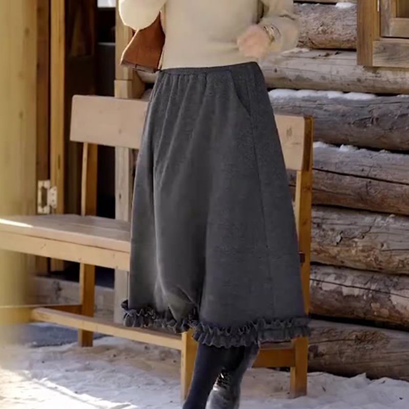 欧货高端定制灰色毛呢大码半身裙