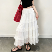 欧货高端定制白色蕾丝拼接大码 半身裙女2026春夏新款 多层蛋糕裙子