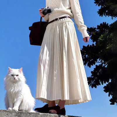 定制白色花边大码半身百褶裙女