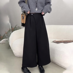 阔腿西装 加厚垂顺感休闲裤 裤 新款 女2025冬季 欧货高端定制黑色大码