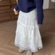 欧货高端定制白色叠层大码 半身裙女2026春夏新款 蕾丝边温柔A字裙