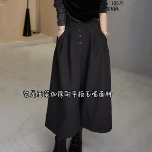 毛呢西装 高端定制八分休闲裤 裤 新款 子 女2025冬季 欧货灰色褶皱大码